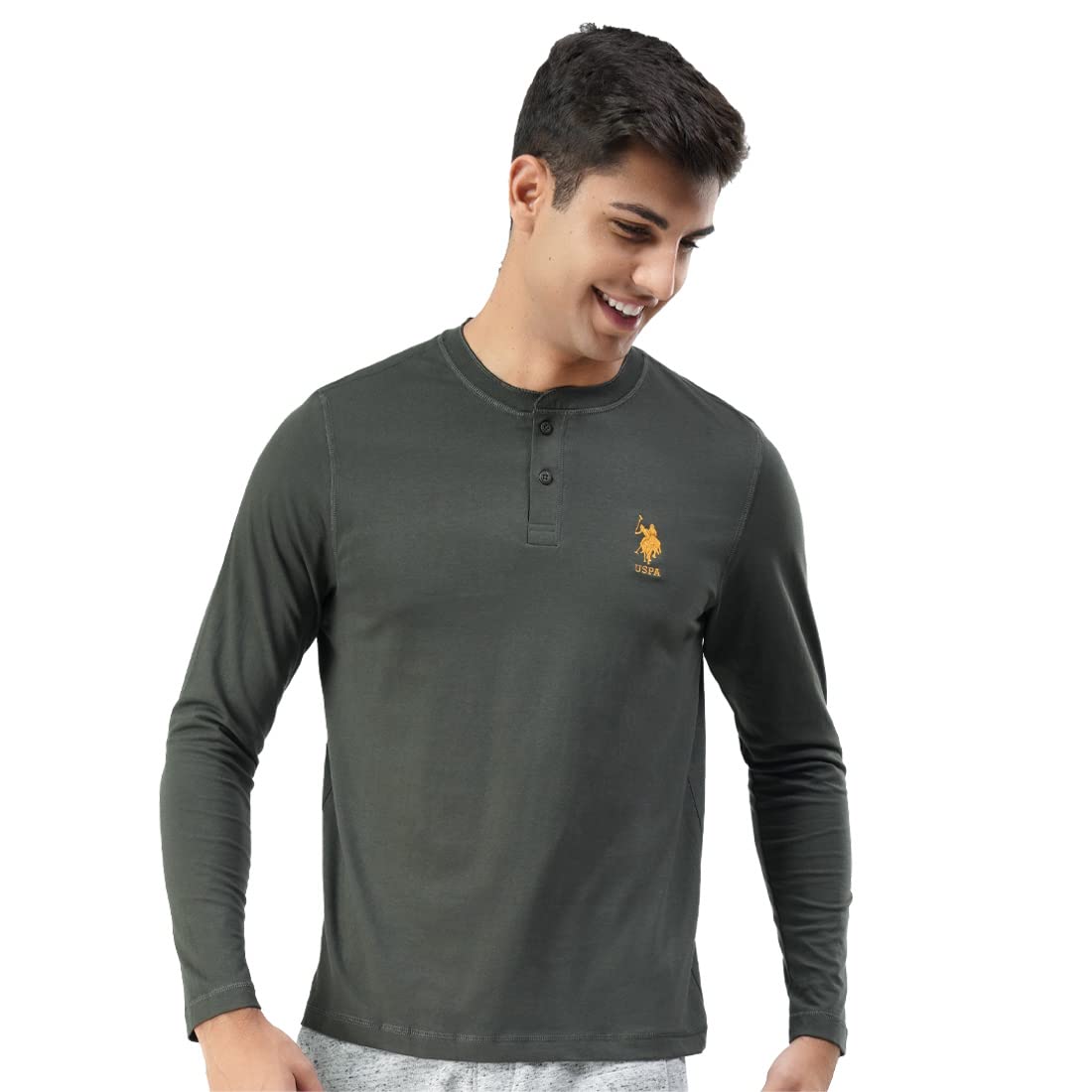 U.S. POLO ASSN. Men Comfort Fit Heathered Cotton I655 T-Shirt - Pack of 1 (Olive L)