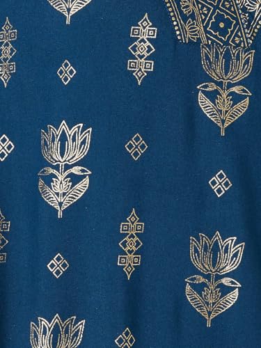 Max Women Foil Print Straight Kurta (Green_M)