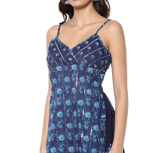 BIBA Women's Cotton Kurta Sets (SKDBOLD9941AW24IND_Indigo