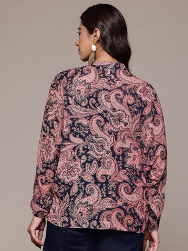 Aarke Ritu Kumar Navy Lily Bloom Full Sleeve Shirt