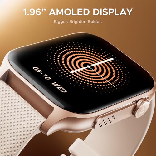 boAt Ultima Ember smartwatch with 1.96” AMOLED Display, AOD, Personalized Fitness Nudges, Functional Crown,100+ Sports Modes, Create Your Own Watchface, smartwatch for man and Woman (Rose Gold)