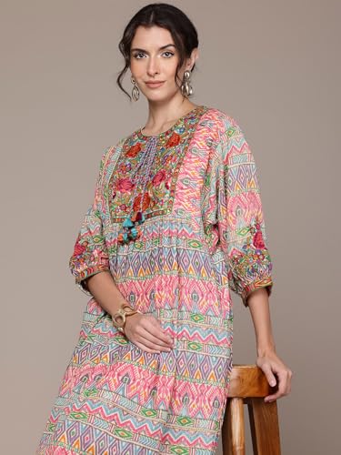 Ritu Kumar Multi Phool Long Dress Multicolour