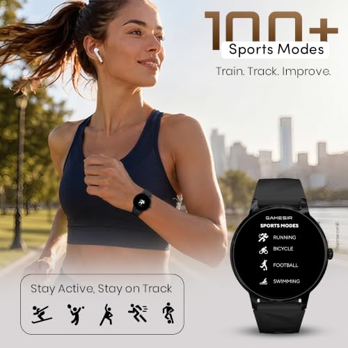 GameSir Active Rush Smart Watch for Men & Women, 1.27" Full Touch Display, Bluetooth Calling, Fitness Tracking, Message Notifications, Android & iOS Compaatible - (Black)