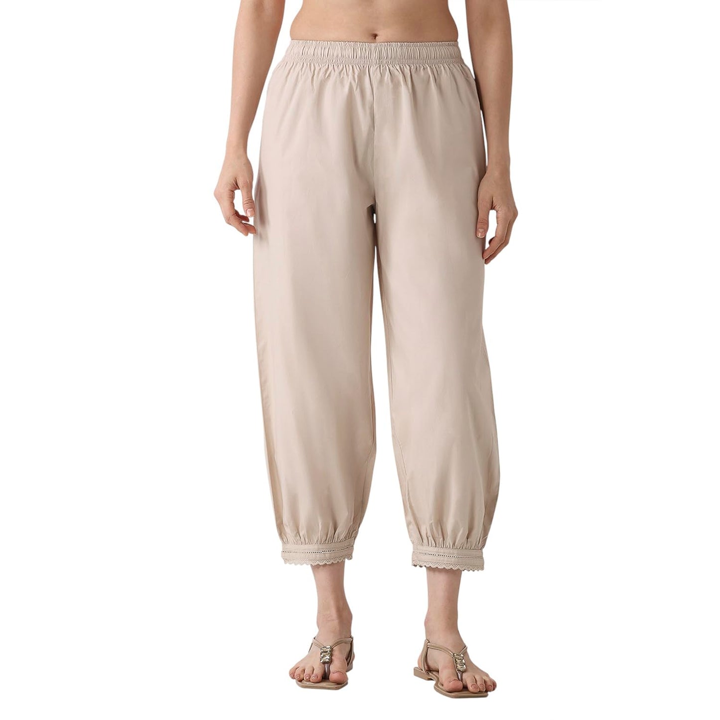 Biba Women Light Beige Cotton Salwar Pants_XL