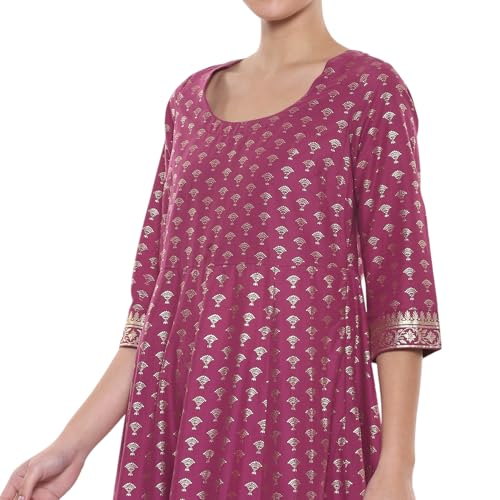 Biba Women Plum Cotton A-Line Suit Set_40