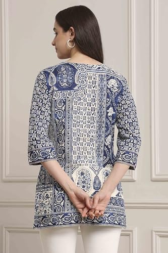 Biba Women Indigo Cotton Straight Kurta_46