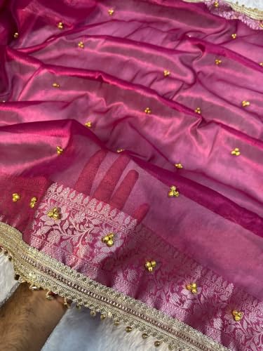 RB ZIVA Viral Banarasi Soft Tissue Silk Ghunghroo Saree With Lace Attached