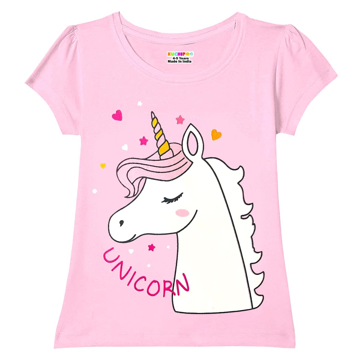 Kuchipoo Girls Regular Fit Half Sleeves Cotton T-Shirts (KUC-TSHRT-460, 13 to 14 Years, Multi-Colored)
