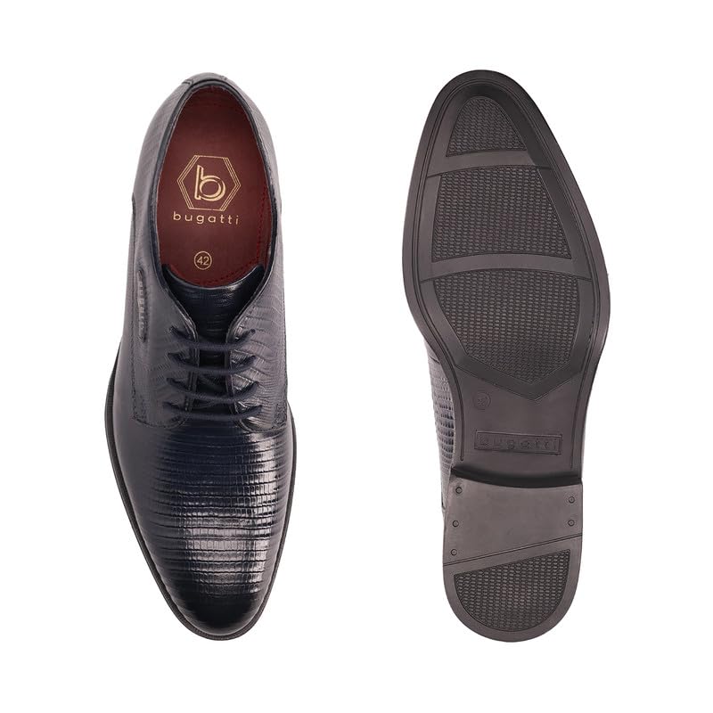 Bugatti Zavinio Dark Blue Leather Mens Derby Shoes - UK 12