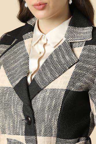 Women Beige Check Casual Jacket