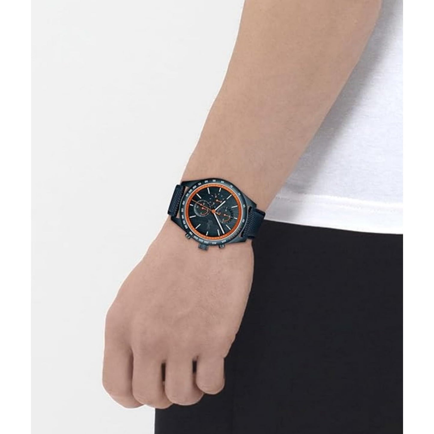 Lacoste Apext Qtz Fashion Chrono Blue Round Dial Men's Watch|Leather Material|Multi Color Band - 2011297