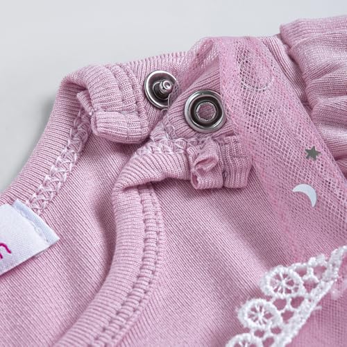 Hopscotch Girls Lilac Full Sleeves Lace Embellished Onesie For Age (6-9 Months)