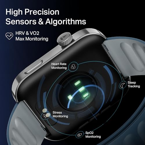 boAt Chrome Endeavour, Premium Metal Body, 1.96”(4.97cm) AMOLED Display,AI Coach Health Insights,Advanced S1 Processor,HRV,VO2 Max,Auto Watchface Refresh, Smart Watch for Men & Women (Magnetic Blue)