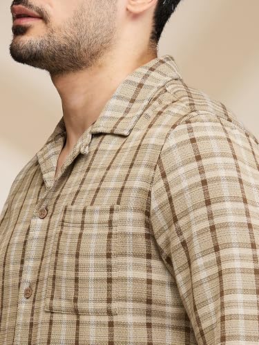 Being Human Olive Stone Coloured Men Shirts (Size: L)-BHMLS24559-OLIVE STONE