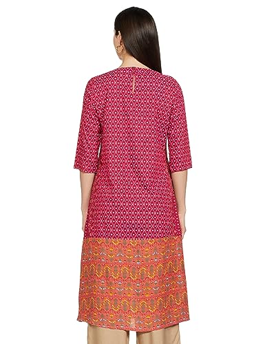 W for Woman Dark Pink Boat Neck Kurta with Thread Embroidery_22FEW17481-117940_L