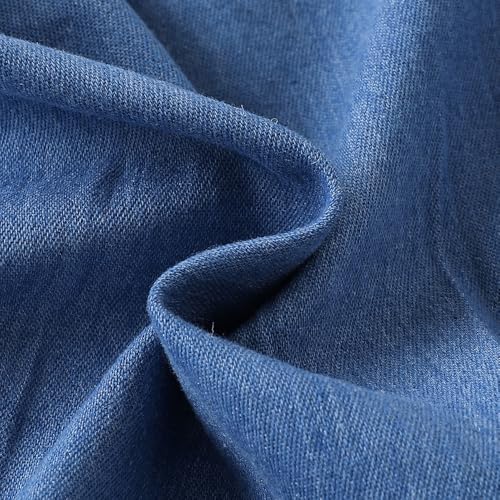 Hopscotch Girls Blue Full Sleeves Floral Applique Denim Casual Dress for Age (4-5 Years)