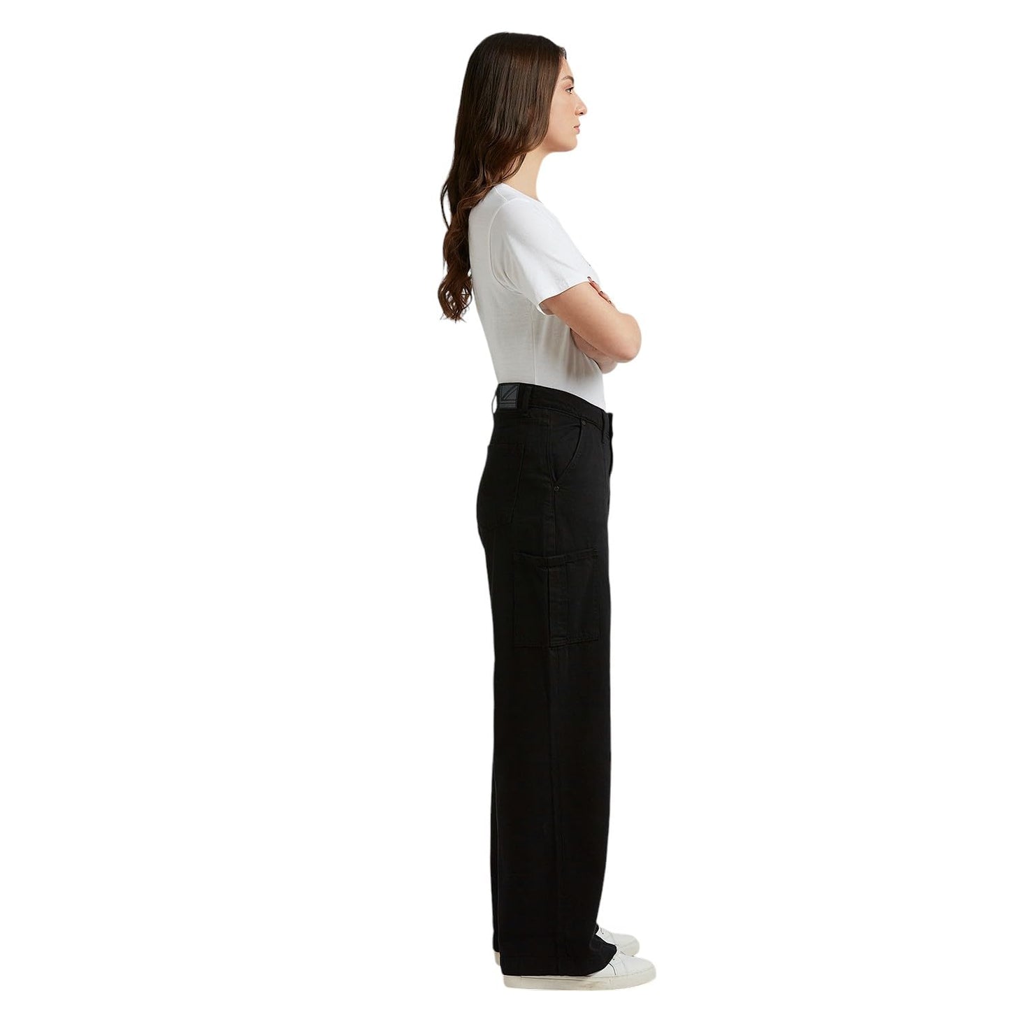 Black High Waist Straight Cargos