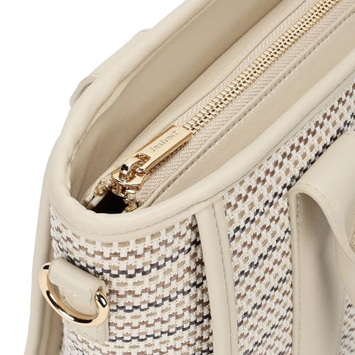 Fastrack Textured Weave Satchel | Faux Leather Satchel Bag for Women | Dual Carry Handbag with Top Handles & Detachable Adjustable Strap | Zipper Closure