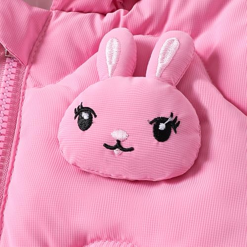 Hopscotch Girls Pink Full Sleeves 3D Bunny Applique Ruffled Long Coat For Age (4-5 Years)