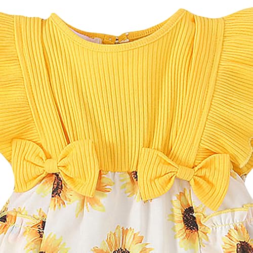 Hopscotch Baby Girls Floral Print Short Sleeves Yellow Bodysuits For Ages (3-6 Months)