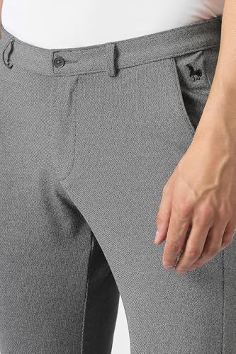 Men Grey Textured Trousers