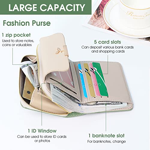 PALAY Small Wallet for Women PU Leather Bifold Zipper Card Coin Purse