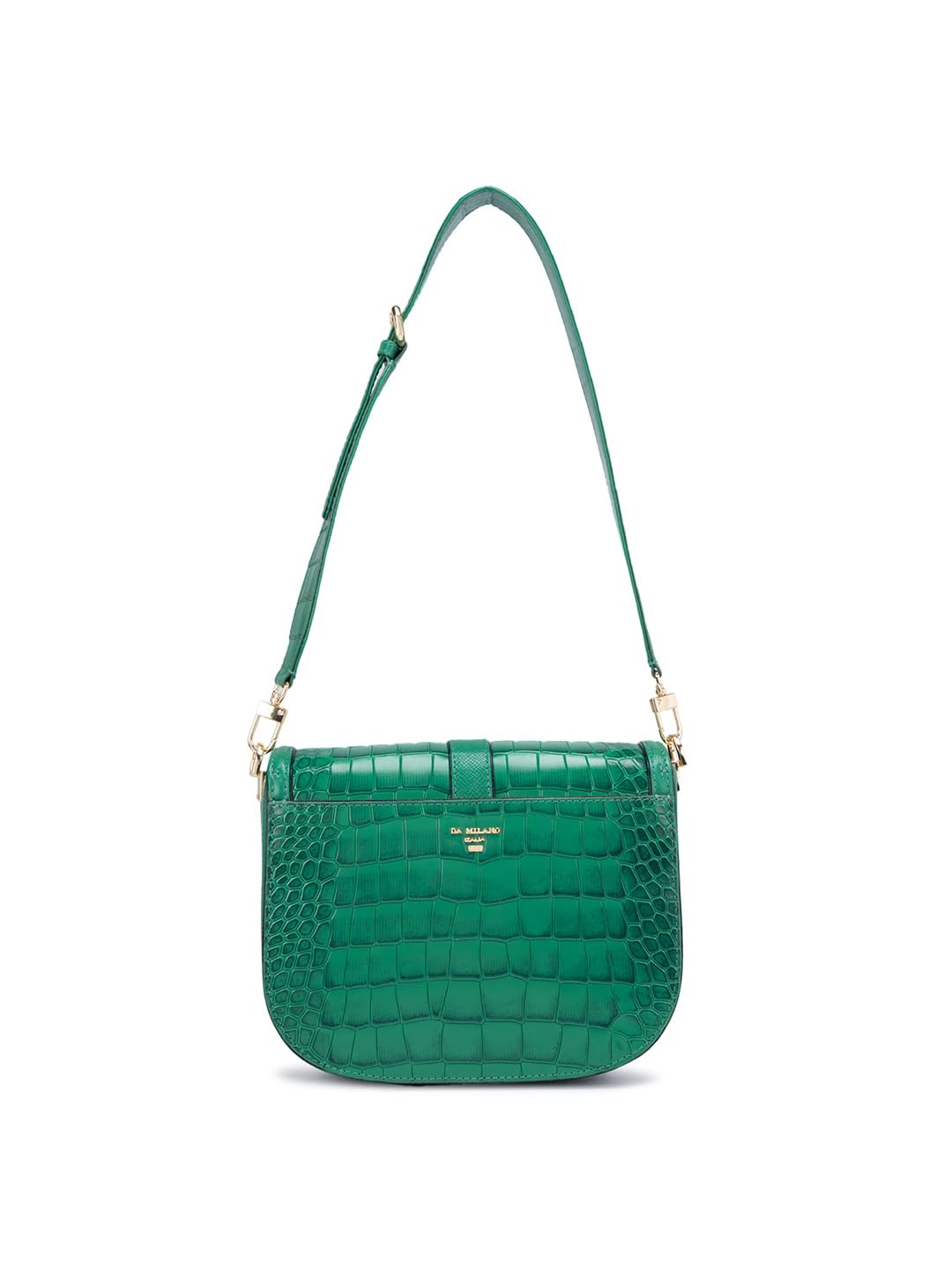 Da Milano Genuine Leather Green Sling Bag (10050) (Small)