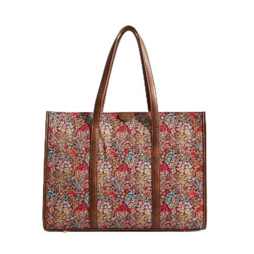 TEAL BY CHUMBAK Women's Office Tote Bag, Stylish Printed Canvas Shoulder Bag for Laptop, College, Work and Travel, Lightweight and Durable