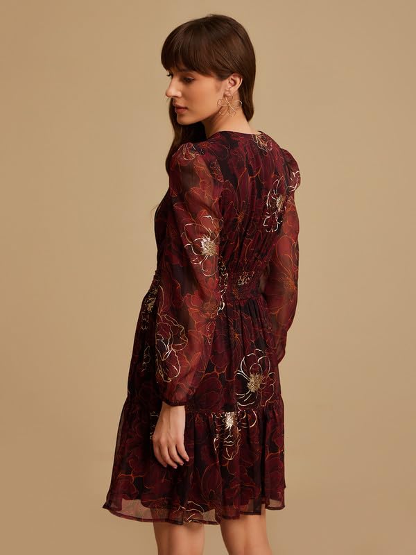 Kazo Felix Mini Dress for Women Maroon