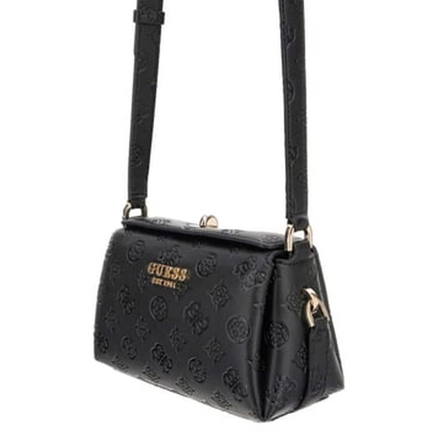 GUESS Women Black Geometric Adjustable Strap Mini Crossbody Bag