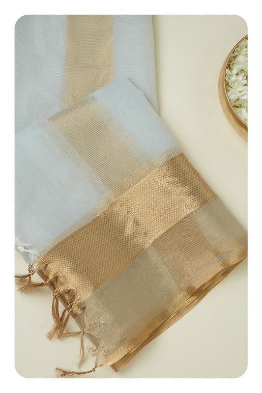 Soch Womens Blue Polyester Zari Woven Dupatta