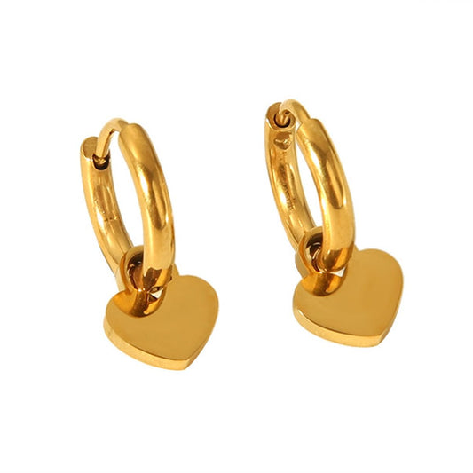 Aaishwarya 18K Gold Plated Waterproof Anti-Tarnish Stainless Steel Heart Drop Huggie Earrings| Gift for Women and Girls