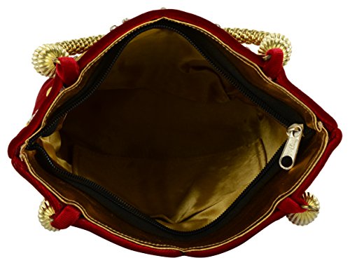 TOOBA Women's Flower Maal Daliya Hand Bag (Red, Red flower maal daliya)