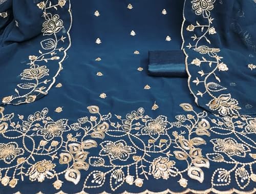 Leeli Peeri Designer Women's Soft Georgette Sequence Embroidery Work Unstitched Dress Material