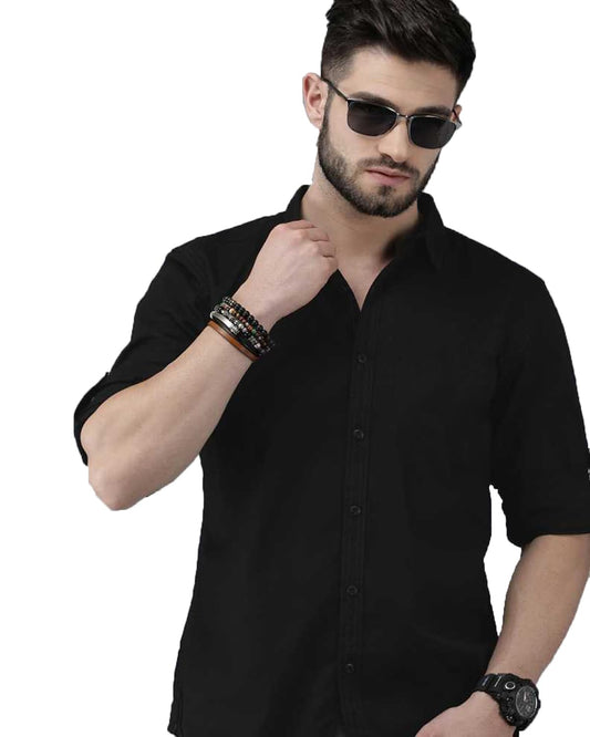 OTUS Slim Fit Casual Shirt For Men|| Latest Shirt For Men|| Shirt For Men Stylish Latest || Men Solid Formal Shirt (Black; X-Large)