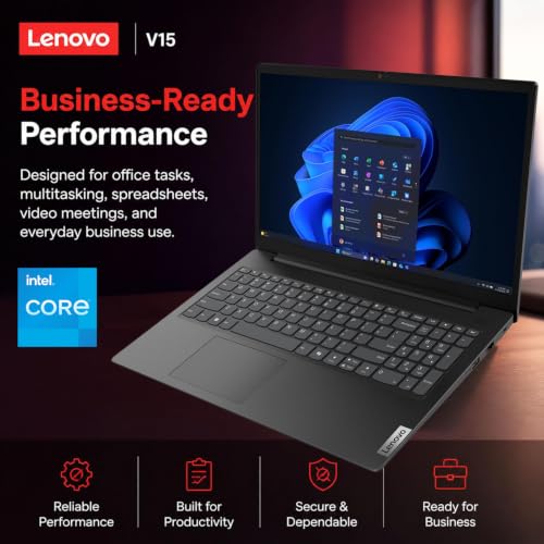 Lenovo 15.6" FHD Laptop for Student with Office 365, 16GB DDR5 RAM, 512GB PCIe SSD, Intel Quad-Core Processor, Copilot AI, WiFi 6, Bluetooth, USB-C, HDMI, Fast Charging, Long Battery, Windows 11