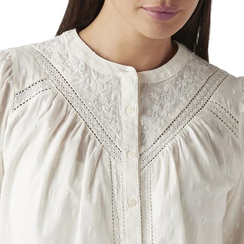 Levi's Women's Embroidered Off-White Band Neck Top
