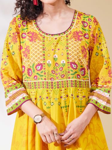 BIBA Cotton Printed Anarkali Semi_Formal Kurta Set