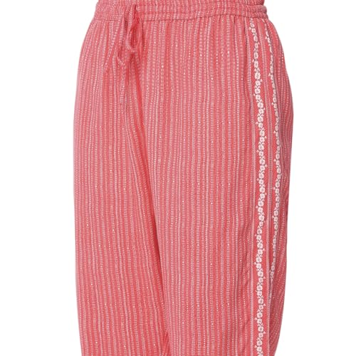 Rangriti Women's Regular Pants (WODWLK22018SS25CRL_Coral