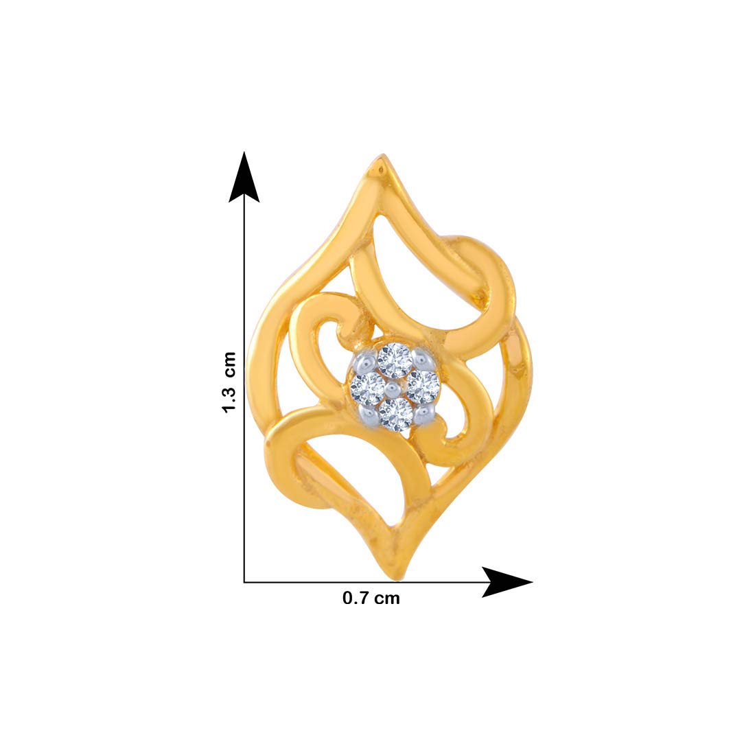 P.C. Chandra Jewellers 14k (585) Yellow Gold and American Diamond Stud Earrings for Women