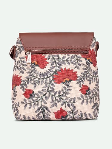 ZOUK Nawabi Couture Floral Printed Women’s Jute Sling Bag | Handcrafted Vegan Leather Multicolor Flap Shoulder Bag
