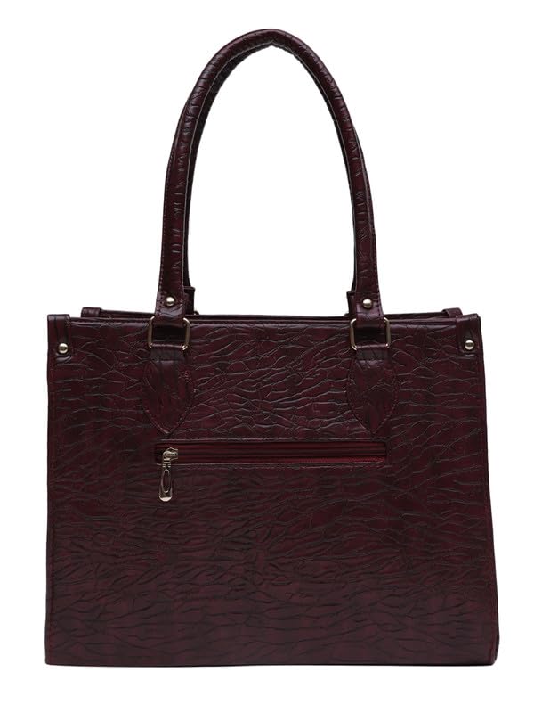 MINI WESST Women's Beautiful Maroon Textured PU Tote Bag