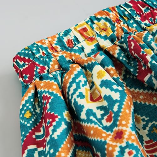 Hopscotch Hoscotch Girls Geometric Green Sleeveless 3 Piece Embroidered Tassel Lehenga Set For Ages (4-5 Years)