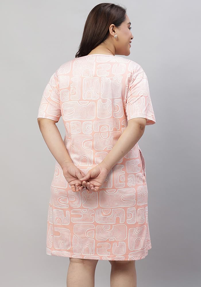 Wear Your Opinion Women's Plus Size Knee Length Western T-Shirt Dress (Design: Abstract Doodle, 2XL, White)