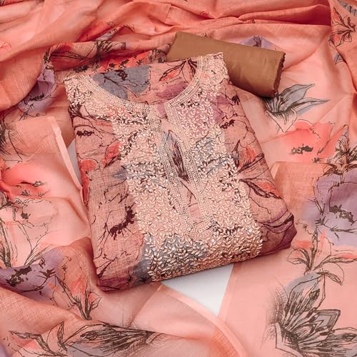 Leeli Peeri Designer Women's Cotton Digital Print With Embroidery Work Unstitched Salwar Suit Dress Material