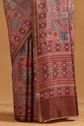 Soch Womens Red Art Silk Ethnic Motifs Saree