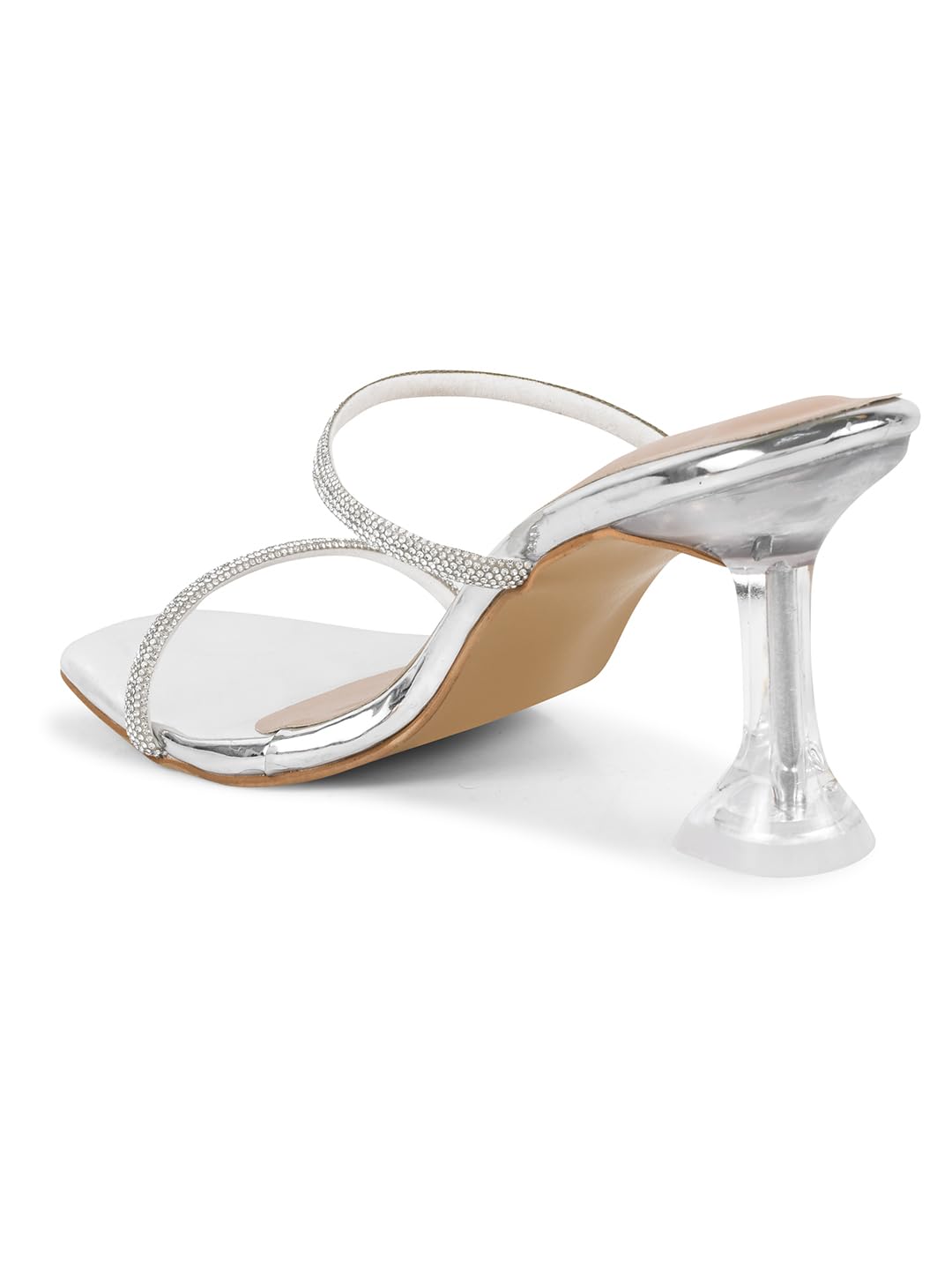 JM LOOKS Women Slim Silver Solid Comfortable Sole Kitten Heel Sandals for Womens & Girls IRF-108-Silver-41-BL