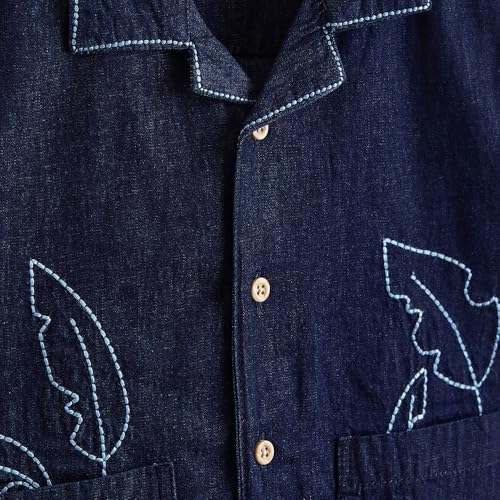 Hopscotch Leaf Embroidered Collared Cotton Shirt (6-7 Years)