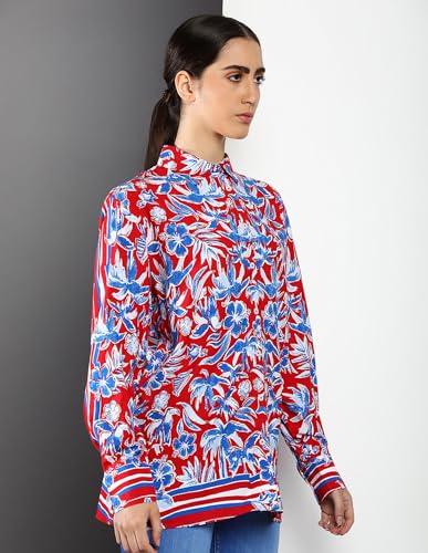 Tommy Hilfiger Women RED Floral Print Shirts (S)