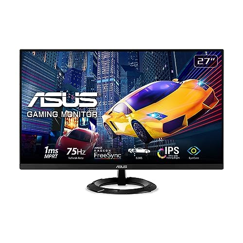 ASUS 27" 1080P Gaming Monitor (VZ279QG1R) - Full HD, IPS, 75Hz, 1ms, Extreme Low Motion Blur, FreeSync, Eye Care, DisplayPort, HDMI, Tilt Adjustable, Ultra-Slim, Black